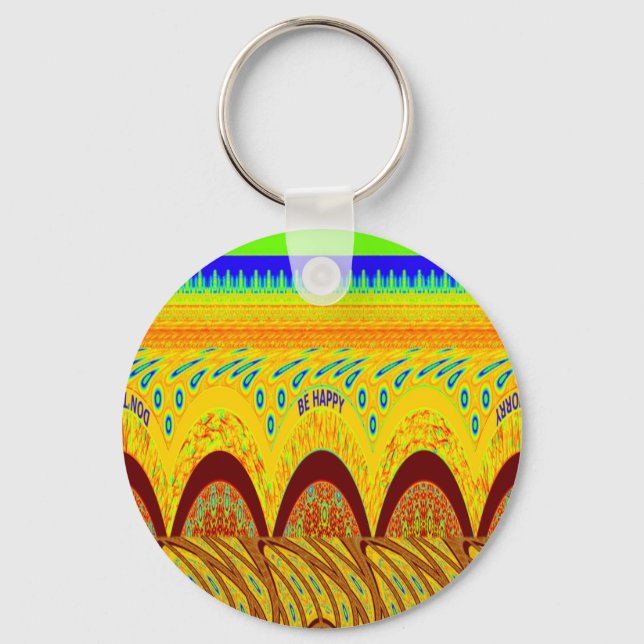 Don't Worry Be Happy Art Print Design Key Ring (Front)