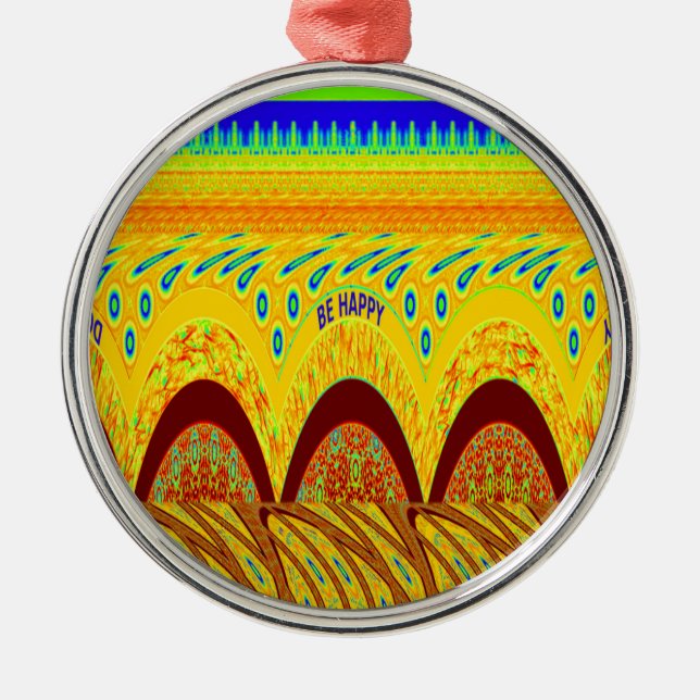 Don't Worry Be Happy Art Print Design Metal Tree Decoration (Front)