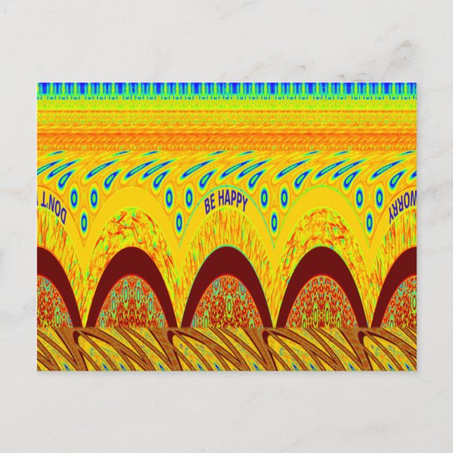 Don't Worry Be Happy Art Print Design Postcard (Front)