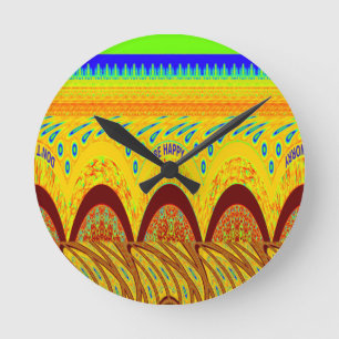Don't Worry Be Happy Art Print Design Round Clock