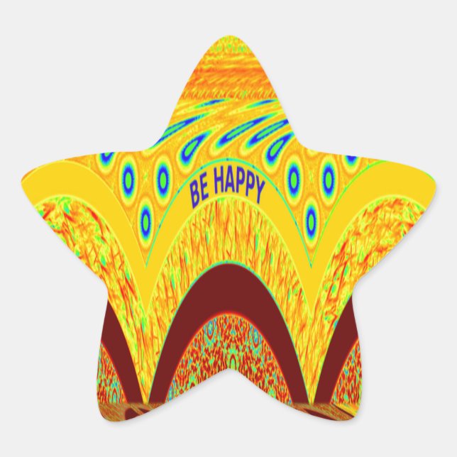 Don't Worry Be Happy Art Print Design Star Sticker (Front)