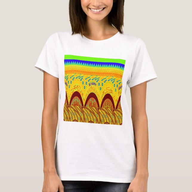 Don't Worry Be Happy Art Print Design T-Shirt (Front)
