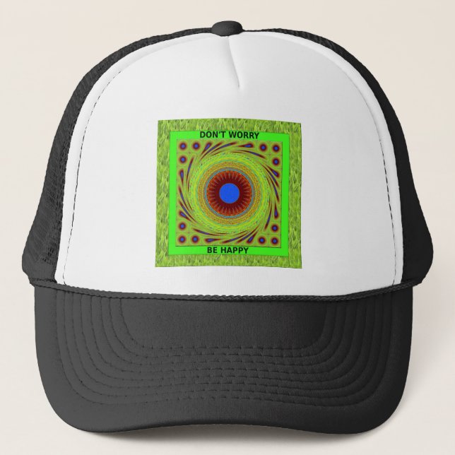 Don't Worry Be Happy Art Print Trucker Hat (Front)
