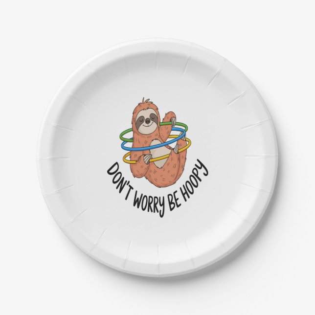 Don't Worry Be Hoopy Sloth Paper Plate (Front)