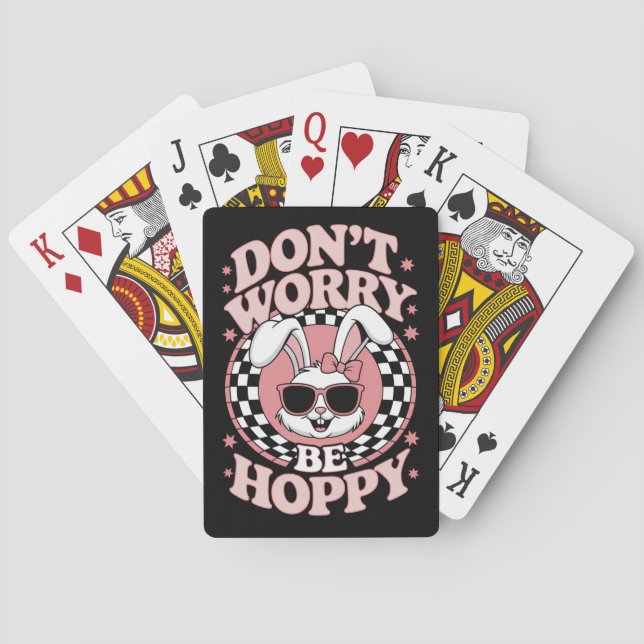 Don't Worry Be Hoppy Easter Bunny Rabbit Playing Cards (Back)