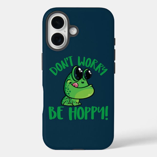 Don't Worry Be Hoppy Smiling Cartoon Frog Case-Mate iPhone Case (Back)