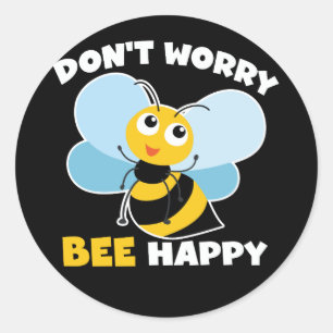 Don't Worry (Bee) Happy Classic Round Sticker