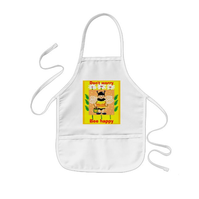 Don't worry, Bee happy Kids Apron (Front)