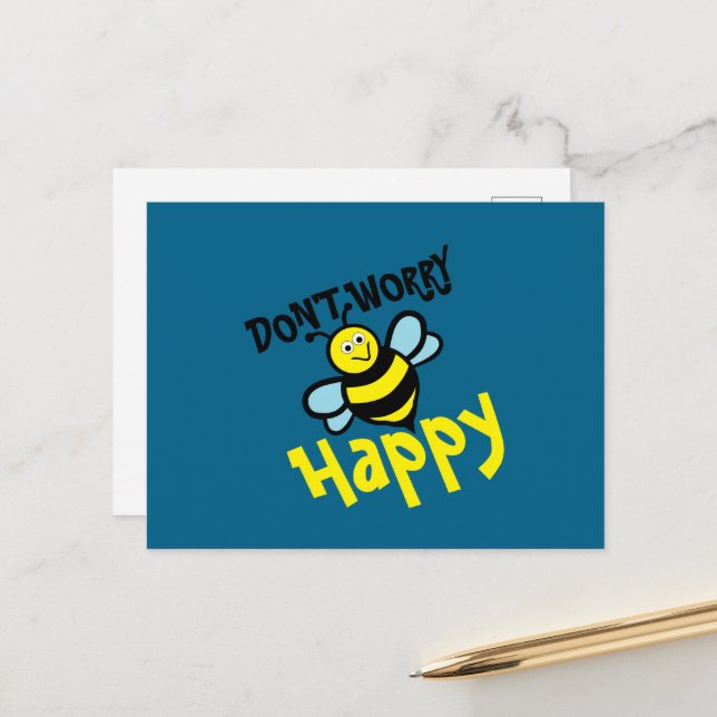 Don't Worry Bee Happy Postcard (Front/Back In Situ)