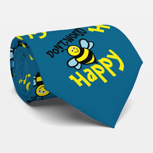 Don't Worry Bee Happy Tie (Rolled)