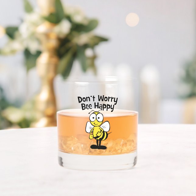 Don't Worry Bee Happy Whiskey Glass (Insitu (Wedding))