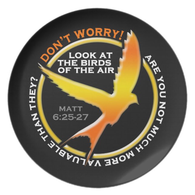 Don't Worry Christian Bird Bible Verse Religious Plate (Front)