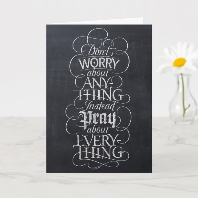 DON'T WORRY - Christian Calligraphy Chalk Card (Small Plant)