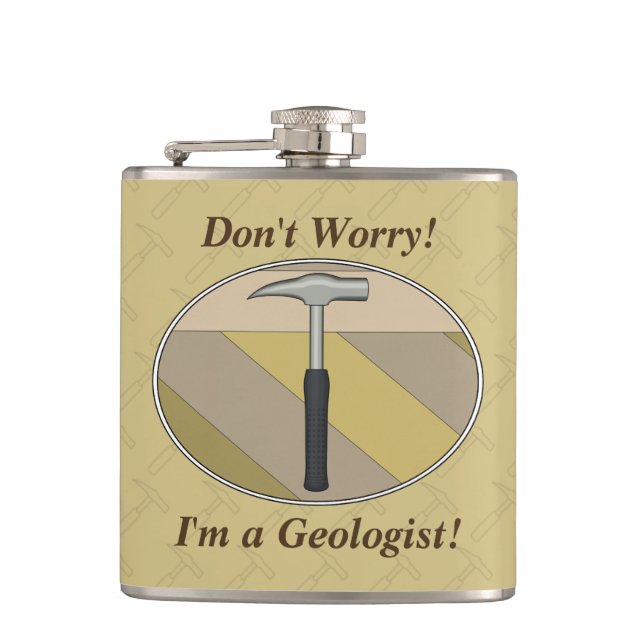 Don't Worry! I'm a Geologist! Logo Hip Flask (Front)