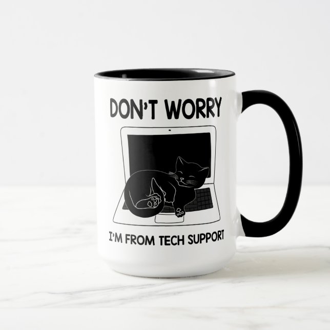 Don't Worry I'm From Tech Support, Cute Cat Gift Mug (Right)