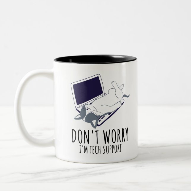 Don't Worry I'm With Tech Support Two-Tone Coffee Mug (Left)