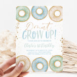 Donut 1st Birthday Invitation Boy Donut Grow Up<br><div class="desc">A cute donut birthday invitation for your little ones Donut grow up 1st birthday party. Featuring our aqua,  blue and beige hand drawn donuts with faux gold glitter details. Matching items available.</div>