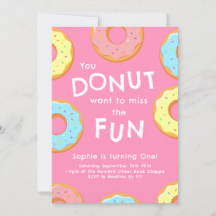 Donut 1st Birthday Party Kids Invitation