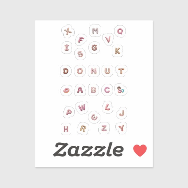 Donut-ABC Sticker-Set - Sweet letters - 16 pieces (Sheet)