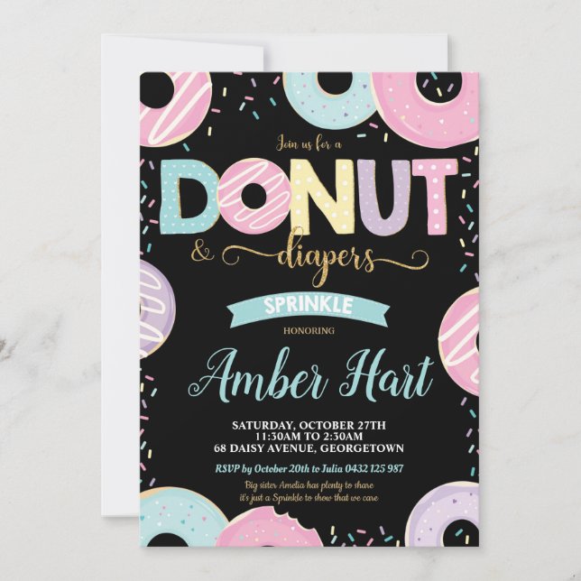 Donut and Diapers Sprinkle Baby Shower Girl Invitation (Front)