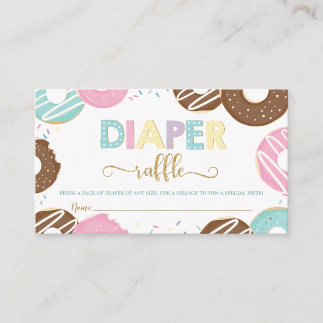 Donut Baby Shower Doughnut Girl Diaper Raffle Enclosure Card (Front)