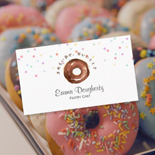 Donut Bakery Pastry Chef Watercolr Cute Sprinkle Business Card