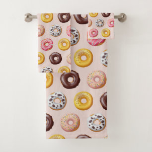 Donut Bakery Shop Pattern Bath Towel Set