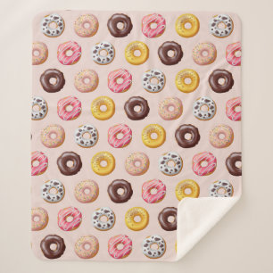 Donut Bakery Shop Pattern Sherpa Blanket