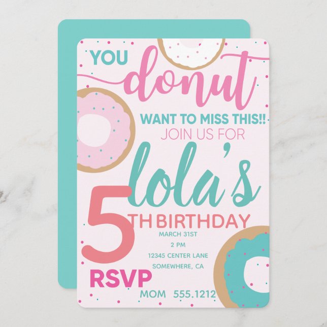 DONUT BIRTHDAY INVITE (Front/Back)