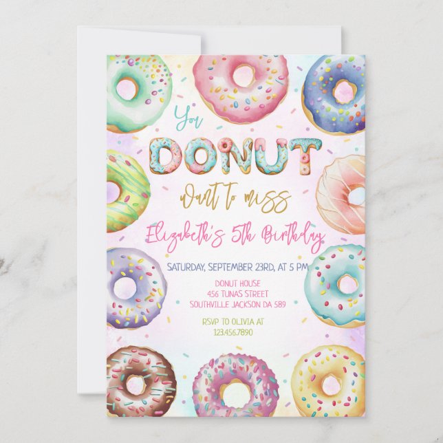Donut Birthday Party Invitation (Front)