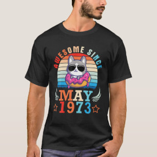 Donut Cat Awesome Since May 1973 Happy Birthday 49 T-Shirt