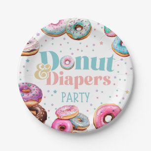 Donut & Diapers Baby Shower Party Paper Plate