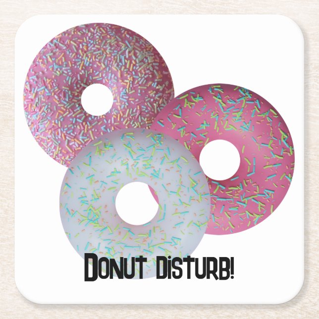 Donut disturb! square paper coaster (Front)