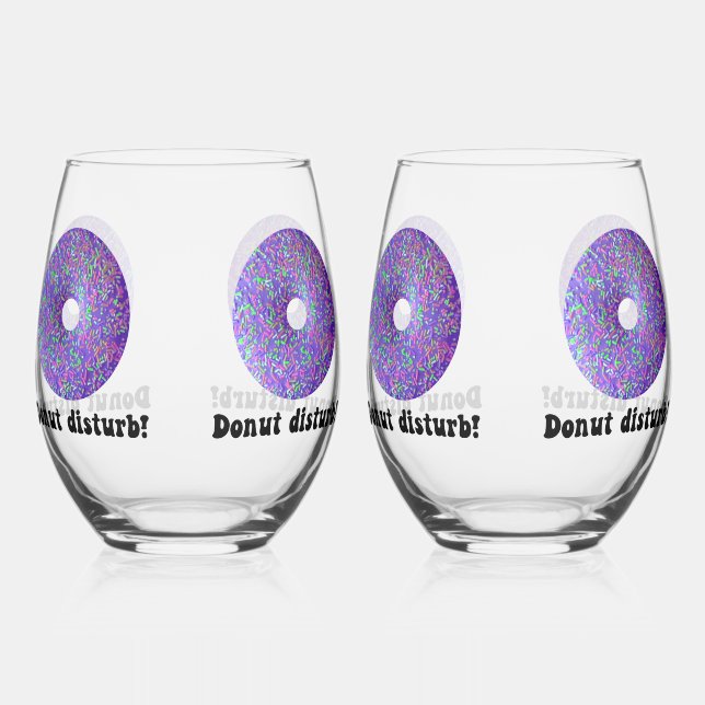 Donut disturb stemless wine glass (Front)