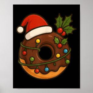 Donut Doughnut Merry Xmas Santa Hat Christmas Boys Poster