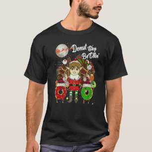Donut Elf Christmas  80s Xmas Tree Santa Claus Ret T-Shirt