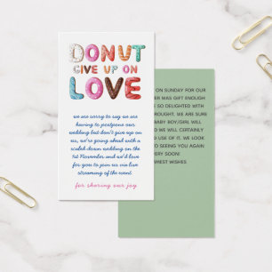 DONUT Give Up On Love Change of Date Plans Cards