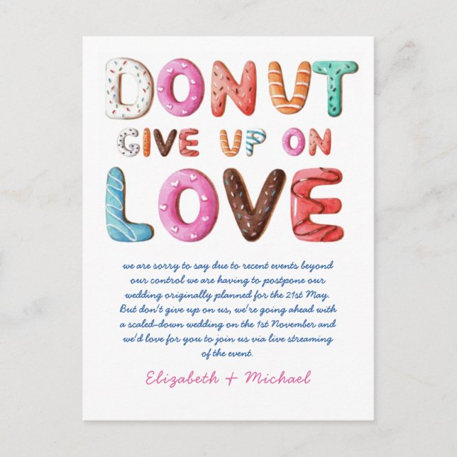 DONUT Give Up On Love Change of Plans Date Card (Front)