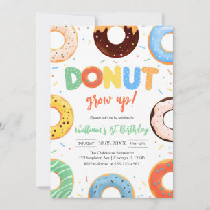 Donut Grow Up Donut Boy Birthday Party Invitation