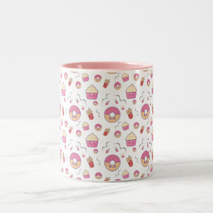 Donut Kawaii Cute Cupcake Pastel Color Two-Tone Coffee Mug