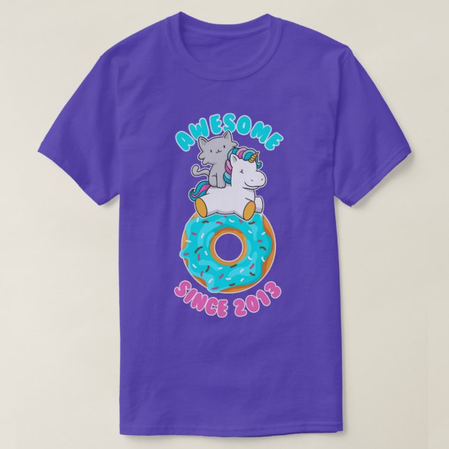 Donut Kitten Unicorn Awesome since 2013 T-Shirt (Design Front)