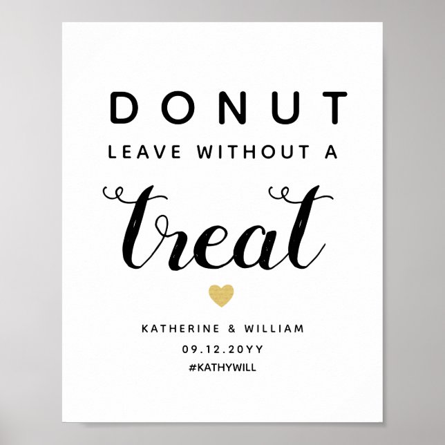 Donut Leave Without a Treat Wedding Snack Sign (Front)