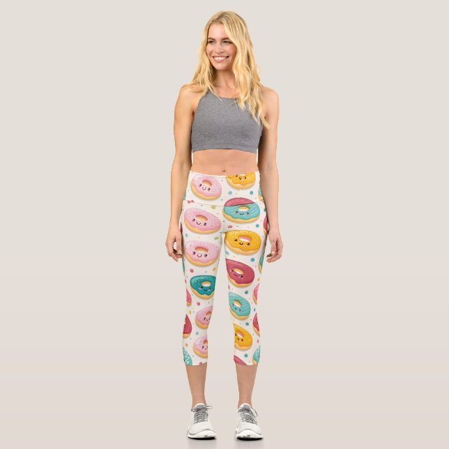 Donut Pattern Capri Leggings (Front)