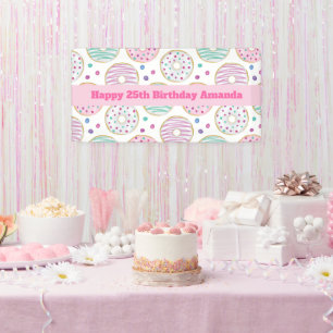 Donut Pattern Cute Colorful Birthday Banner