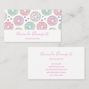 Donut Pattern Cute Colorful Business Card