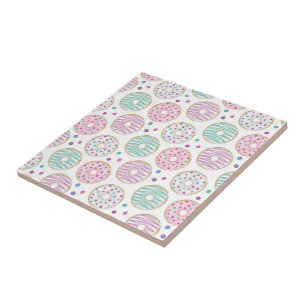 Donut Pattern Cute Colorful Ceramic Tile