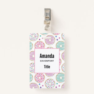 Donut Pattern Cute Colorful ID Badge