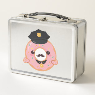 Donut Police Officer Metal Lunch Box