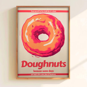 Donut Poster Retro Kitchen Art Retro Kitchen Poste