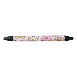 Donut seamless pattern black ink pen